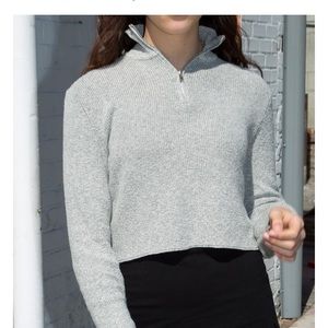 Brandy Melville Casey Sweater Half Zip Grey